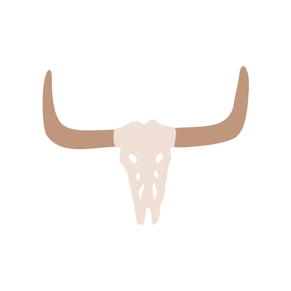 bull skull with horns. flat hand drawn vector illustration
