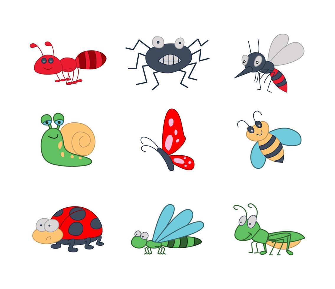 set of clip art of animal with cartoon design vector