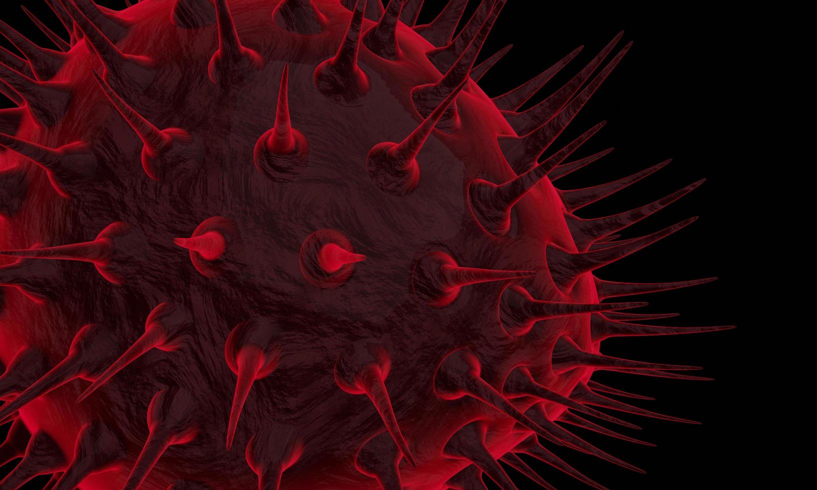 bacterias abstractas o células de virus en forma esférica con antenas largas. coronavirus. concepto de pandemia o infección por virus - representación 3d. foto