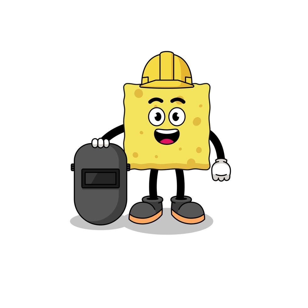 Mascot of sponge as a welder vector