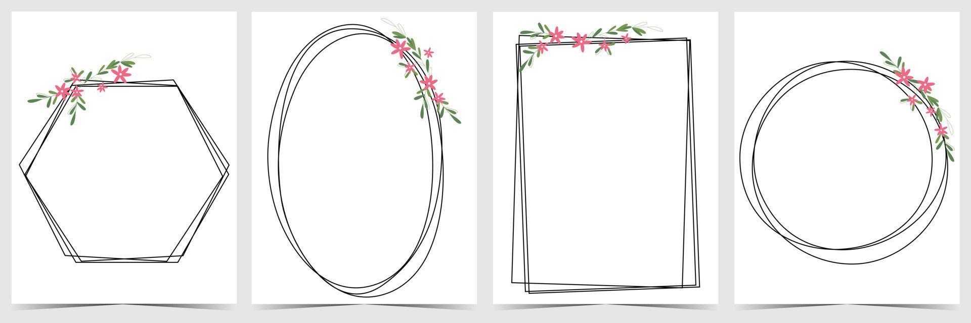 marco de flores para el fondo de la invitación de boda o tarjeta de felicitación decorativa. plantilla de adorno de primavera y fondo de flores para publicaciones en redes sociales, guarde la fecha, invite. ilustración vectorial plana. vector