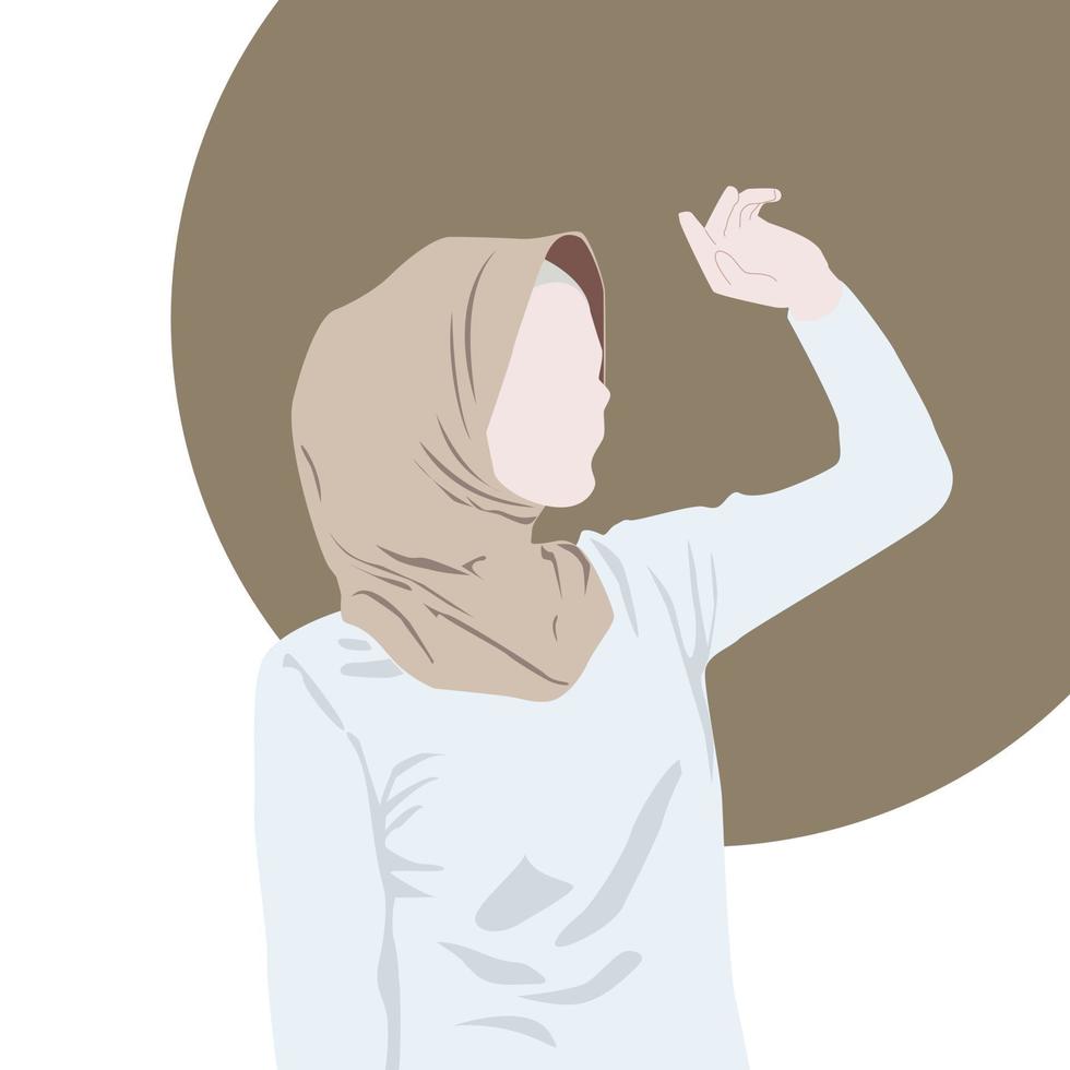 ilustración de una hermosa mujer musulmana con hiyab vector