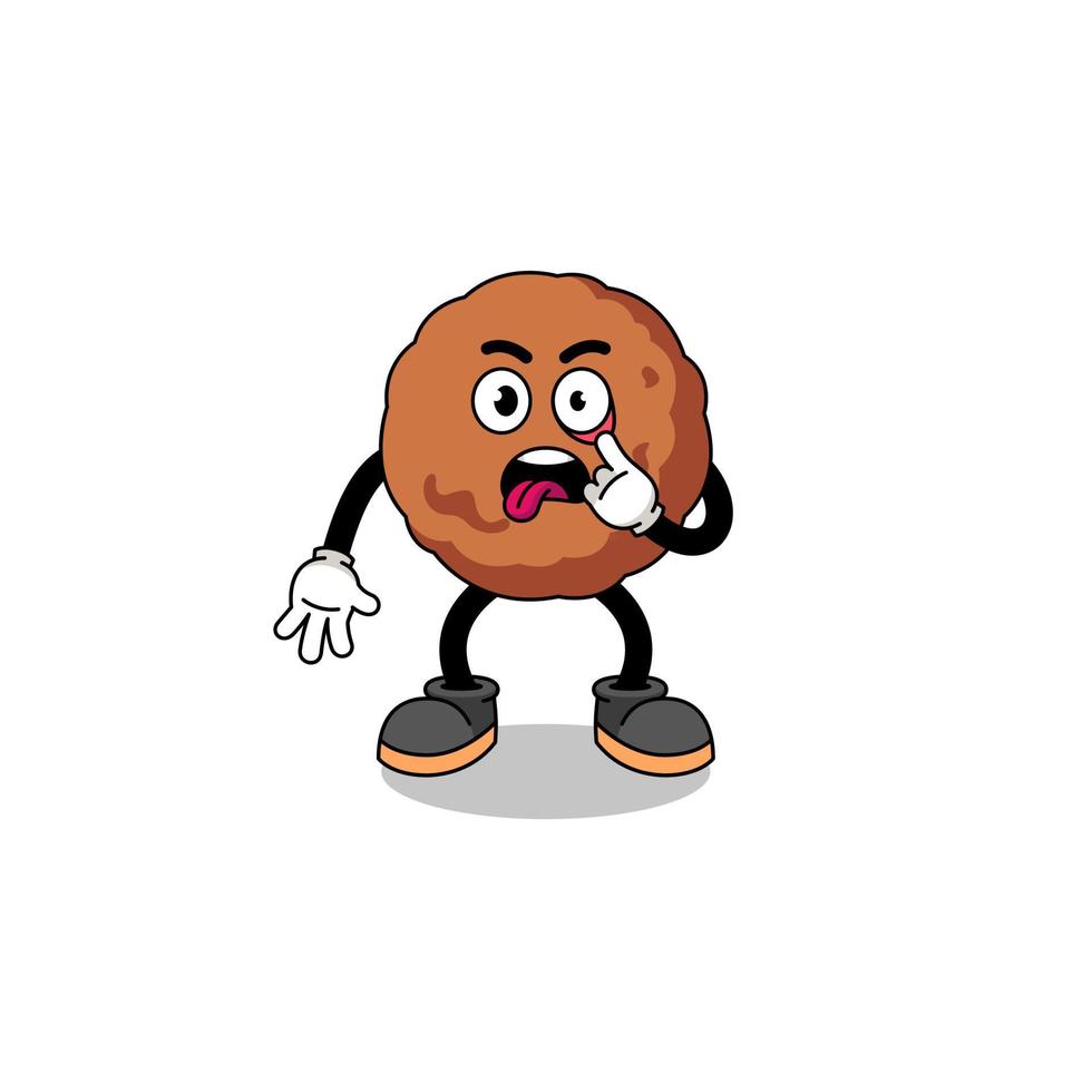 Character Illustration of meatball with tongue sticking out vector