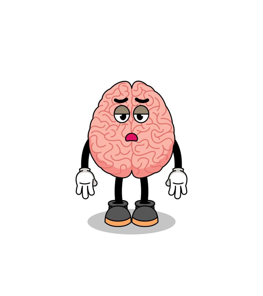 brain cartoon with fatigue gesture vector