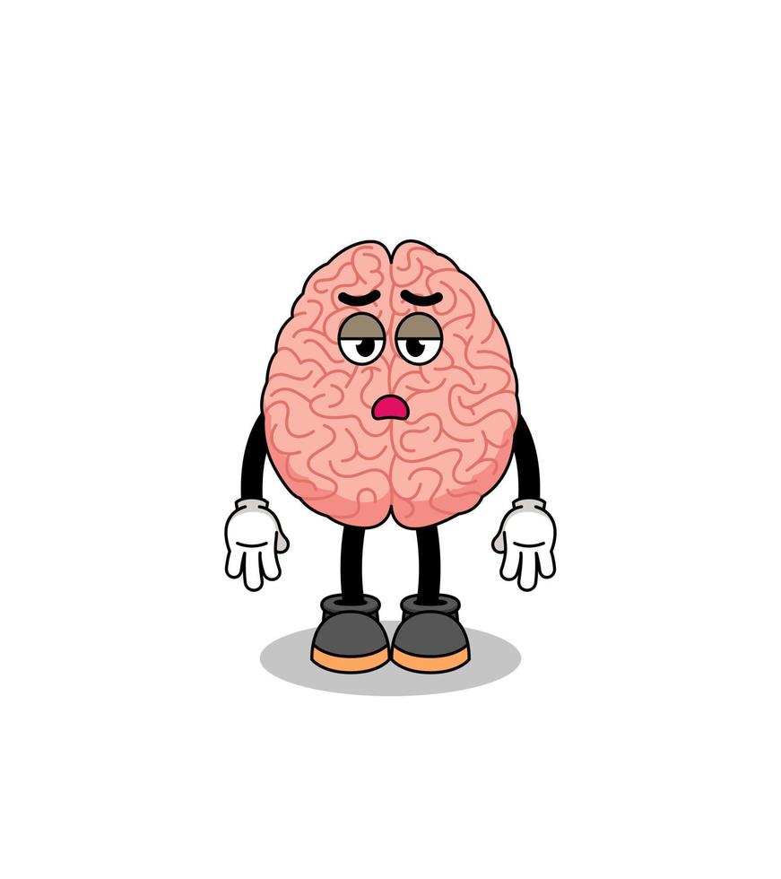 brain cartoon with fatigue gesture vector