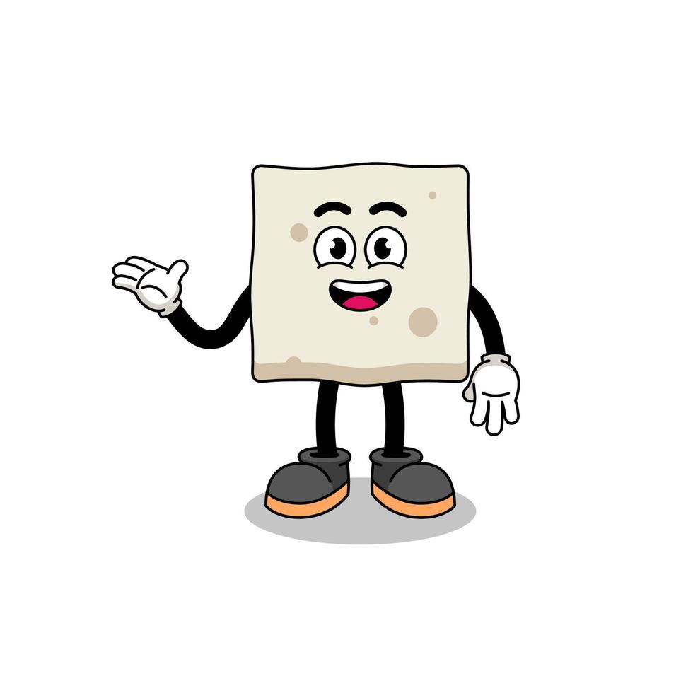 tofu cartoon with welcome pose vector