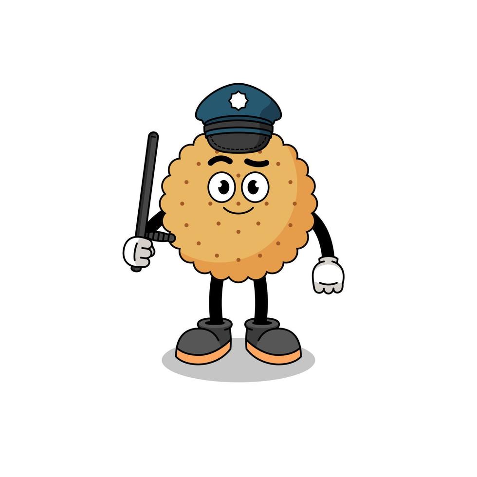 caricatura, ilustración, de, galleta, redondo, policía vector