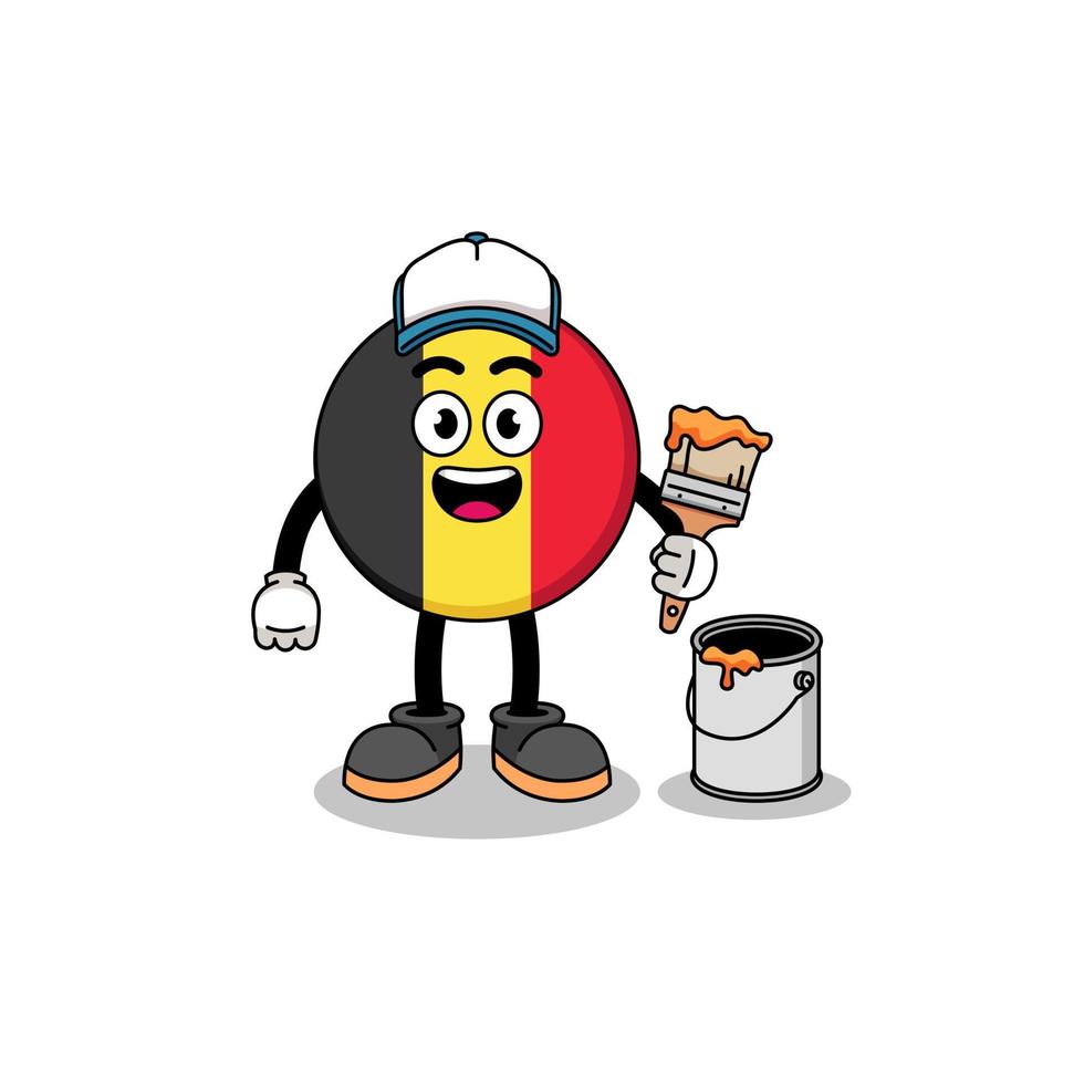 Character mascot of belgium flag as a painter vector