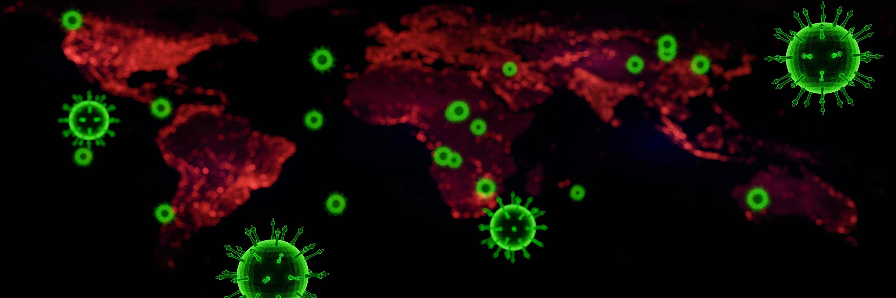 Coronavirus disease COVID-19 infection medical illustration. Pathogen respiratory influenza covid virus cells. New official name for Coronavirus disease named COVID-19. 3D Rendering. photo