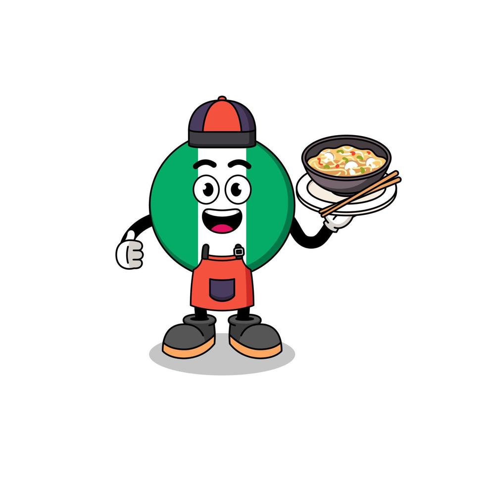 Illustration of nigeria flag as an asian chef vector