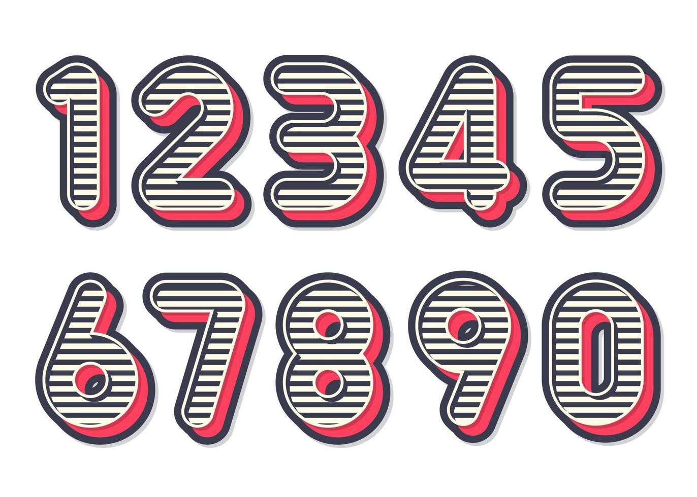 Numbers retro vintage style. Vector illustration