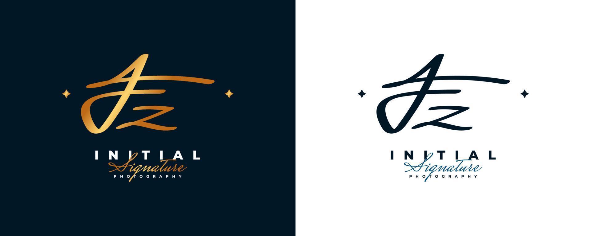 diseño inicial del logotipo f y z en un elegante estilo de escritura dorada. logotipo o símbolo de la firma fz para bodas, moda, joyería, boutique e identidad comercial vector