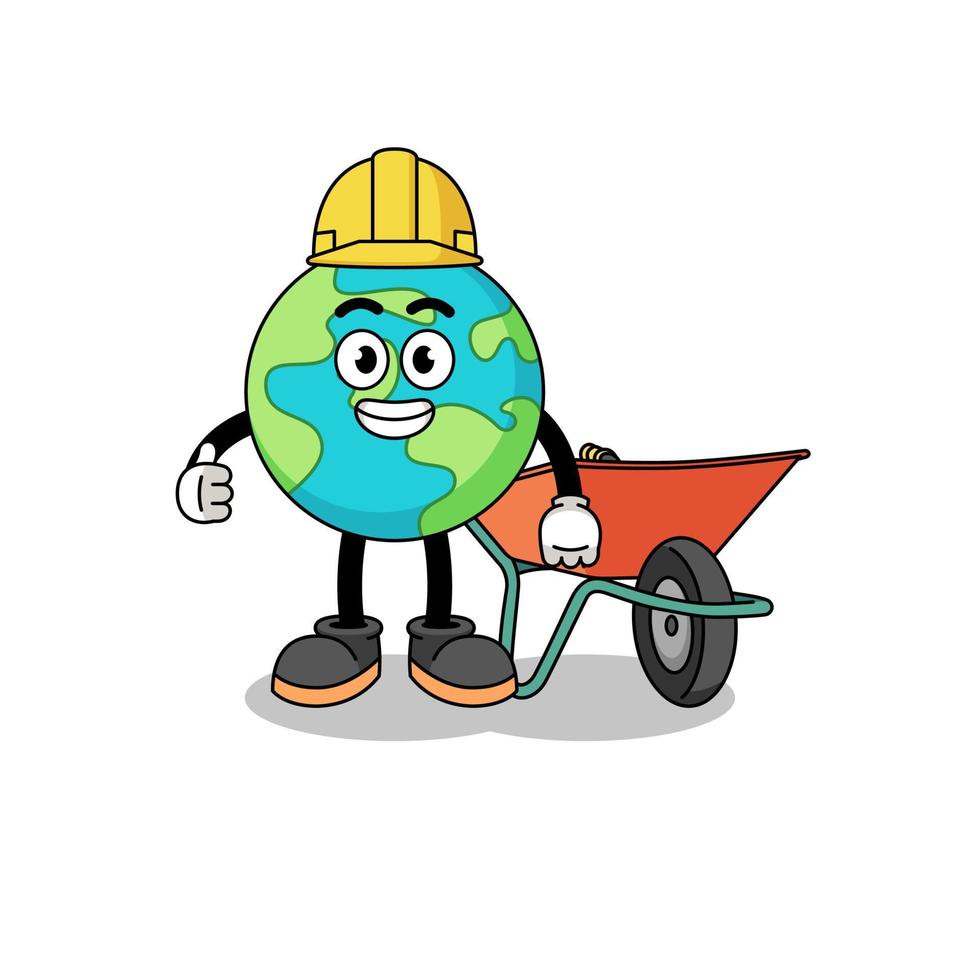 earth cartoon as a contractor vector