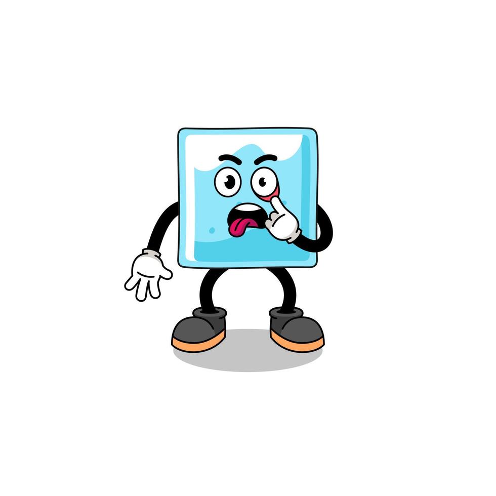 Character Illustration of ice block with tongue sticking out vector