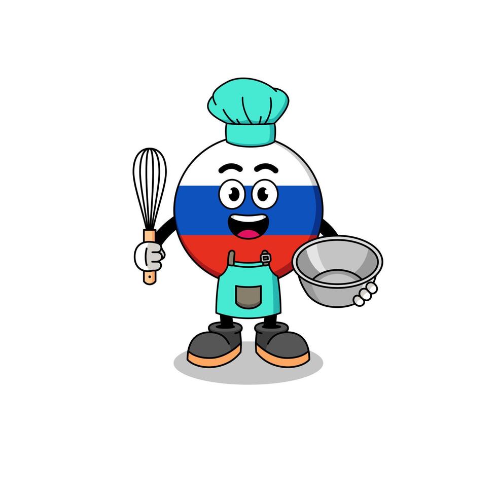 ilustración de la bandera de rusia como chef de panadería vector