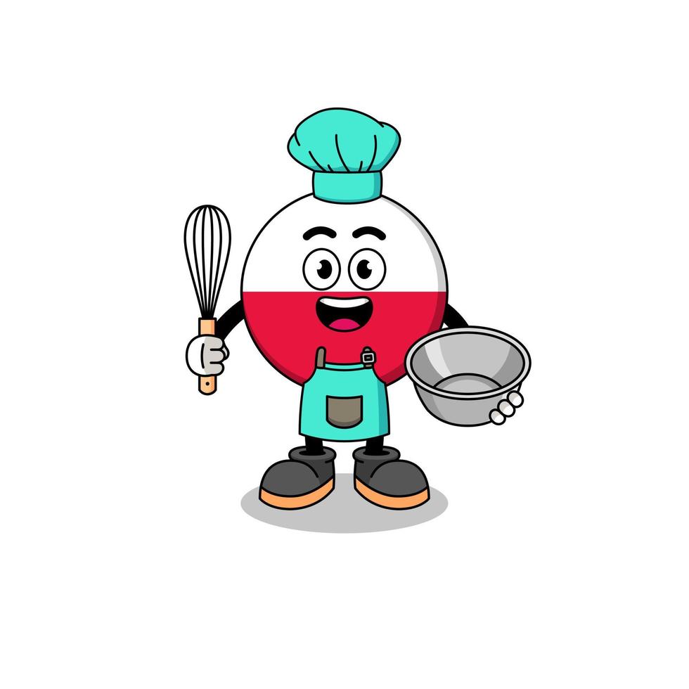 ilustración de la bandera de polonia como chef de panadería vector