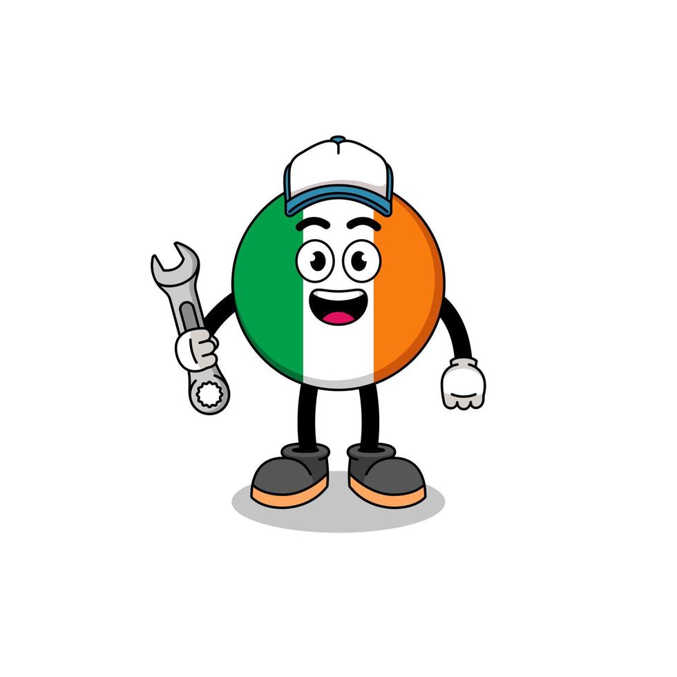 ireland flag illustration cartoon as a mechanic vector