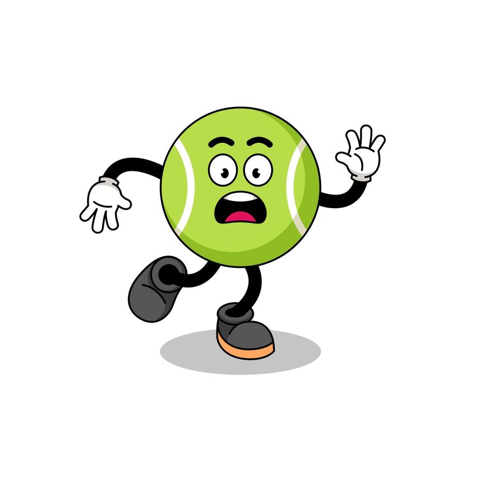 slipping tennis ball mascot illustration vector