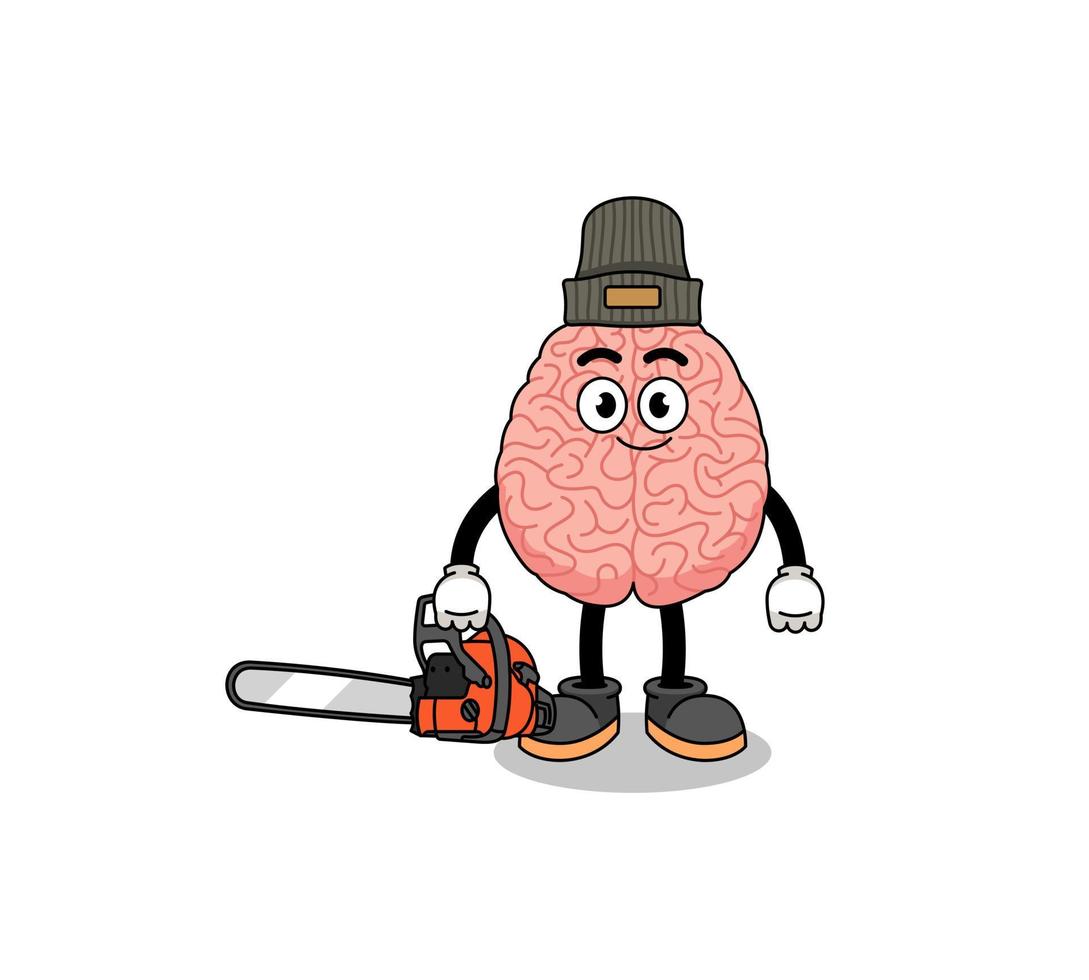 brain illustration cartoon as a lumberjack vector