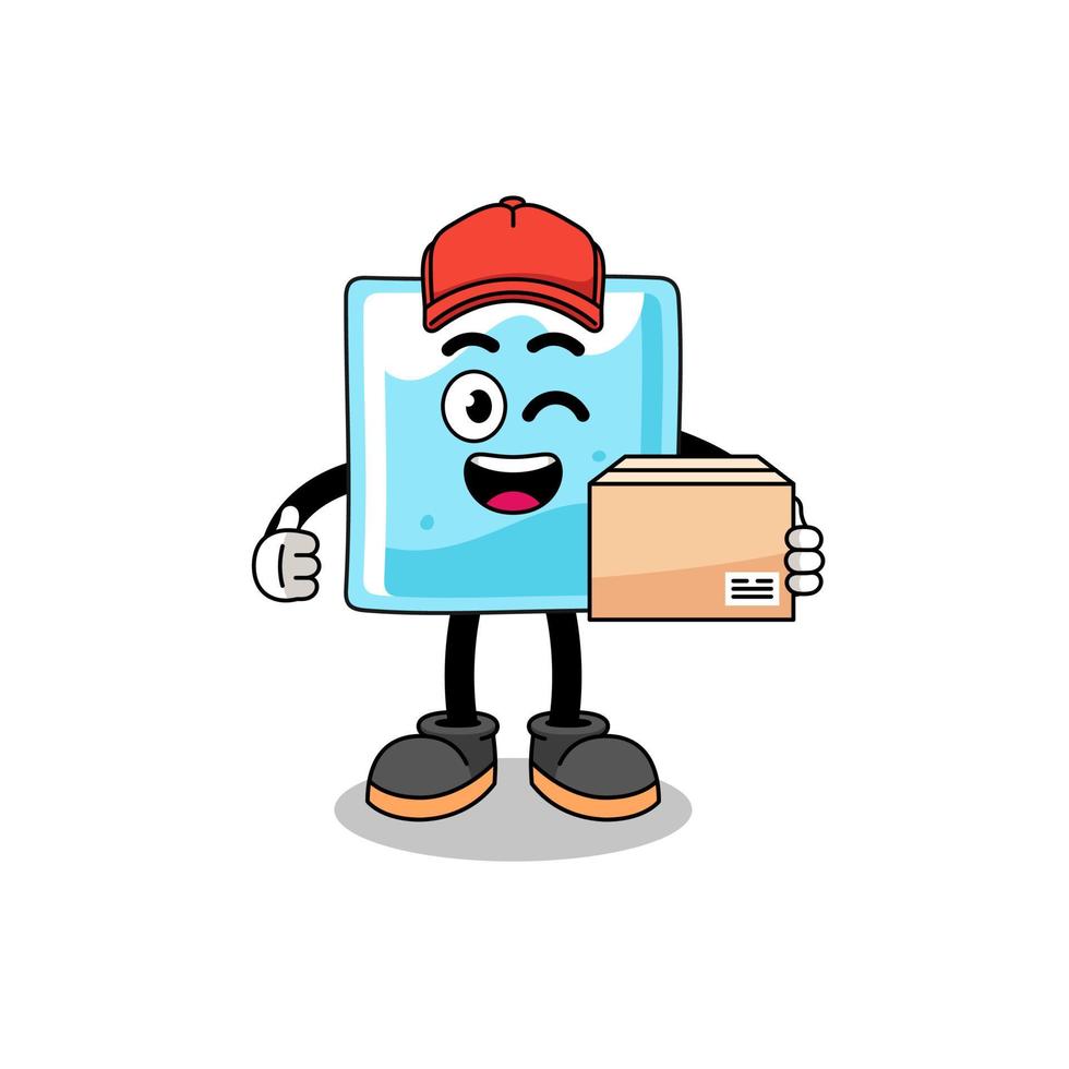 ice block mascot cartoon as an courier vector