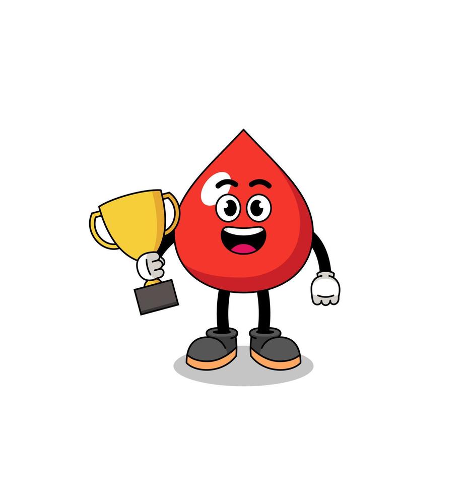 Cartoon mascot of blood holding a trophy vector