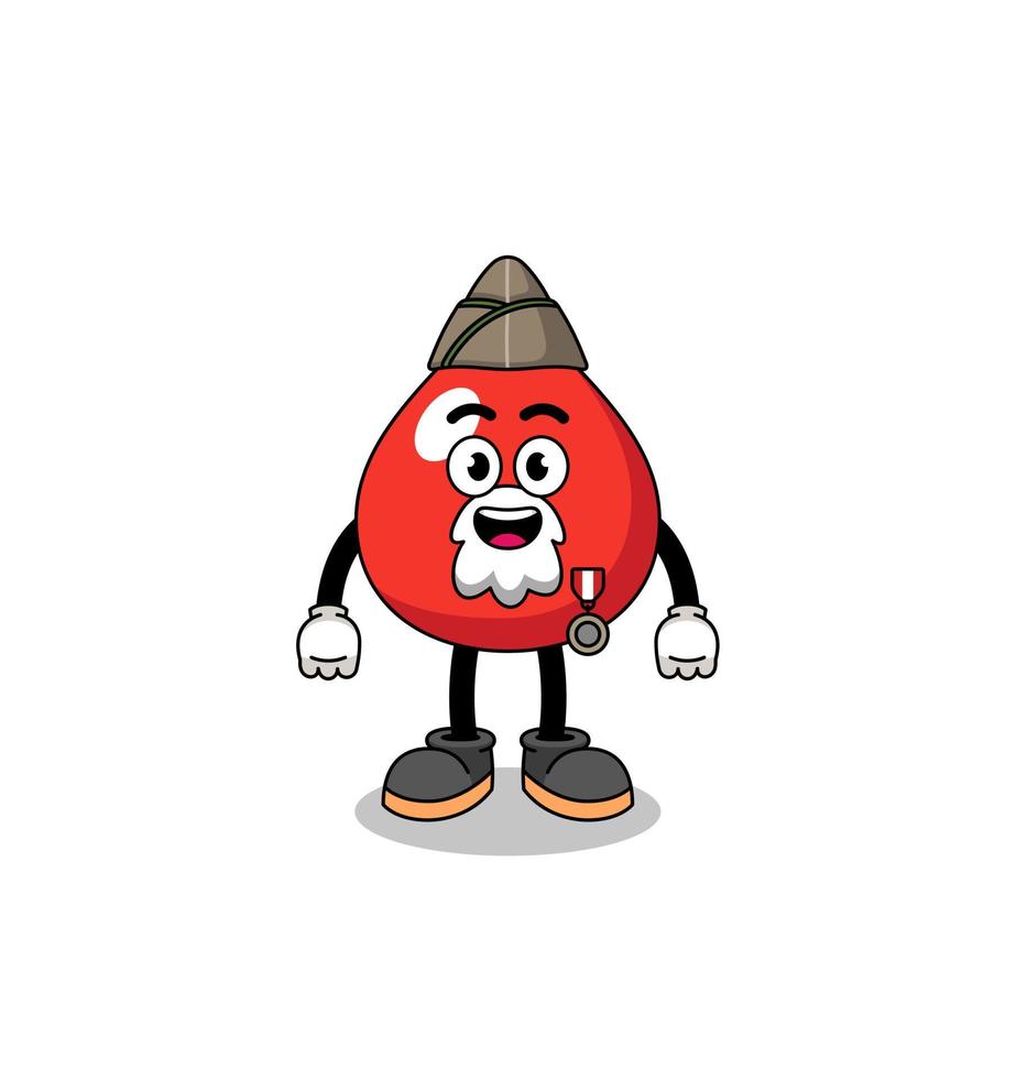 Character cartoon of blood as a veteran vector