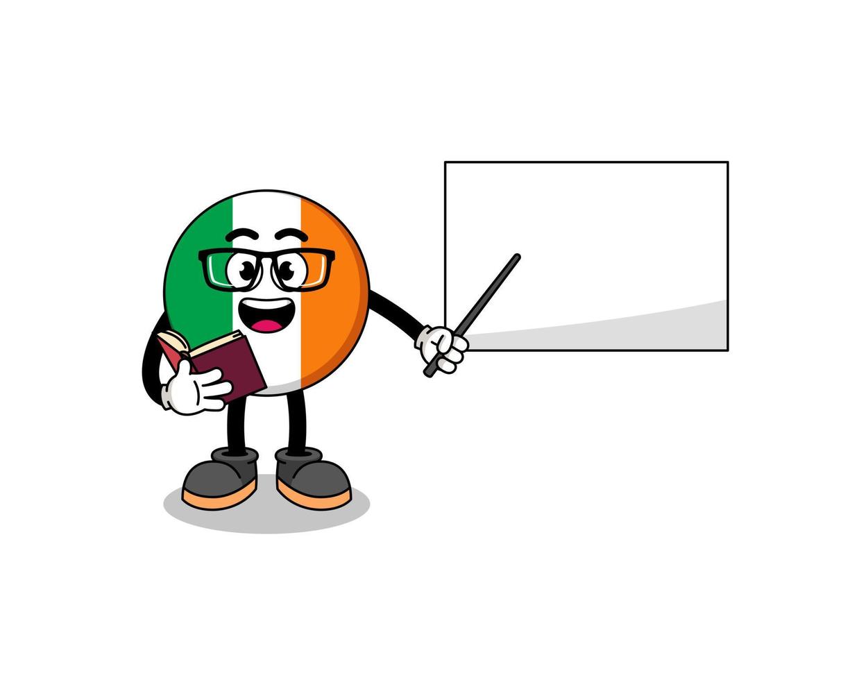 caricatura de la mascota del maestro de la bandera de irlanda vector