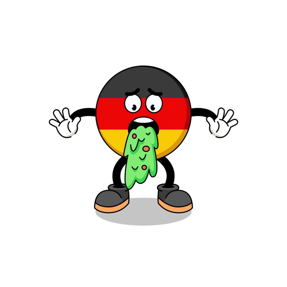 alemania bandera mascota dibujos animados vómitos vector