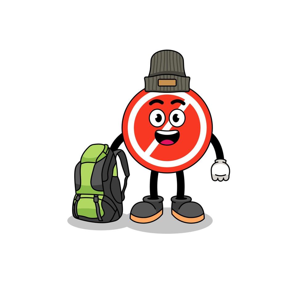 ilustración de la mascota de la señal de stop como excursionista vector