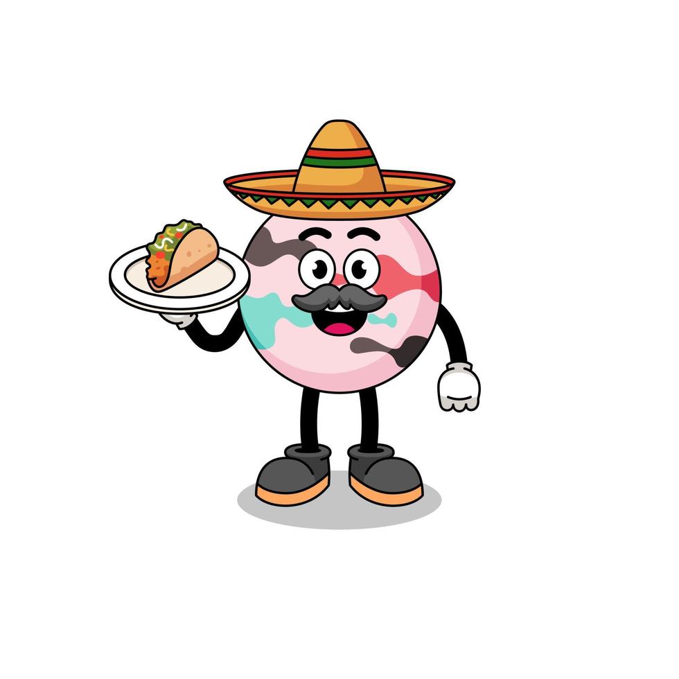 caricatura de personaje de bomba de baño como chef mexicano vector