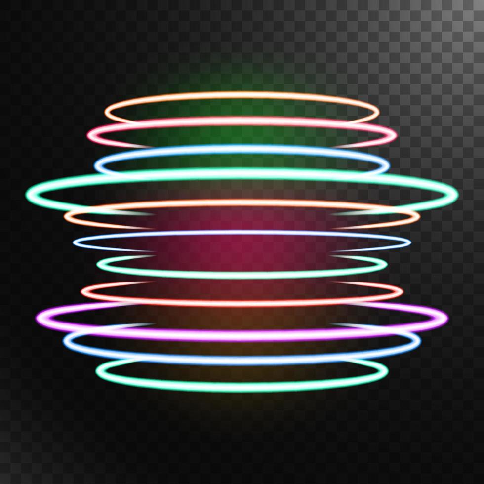 Colorful rings of light, isolated and easy to edit. Vector Illustration