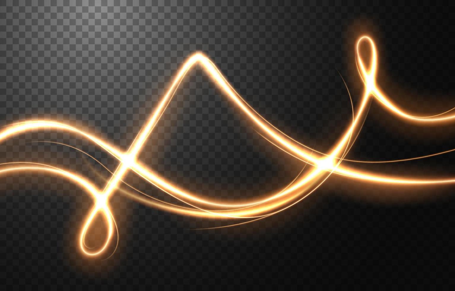 Abstract gold wavy line of light, isolated and easy to edit. Vector Illustration