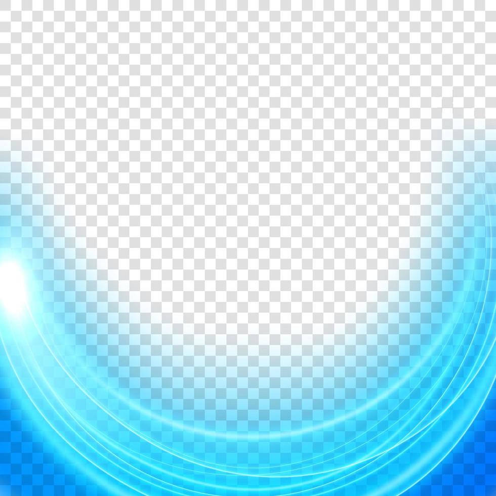 Elegant blue light frame, isolated wavy neon light. Vector Illustration