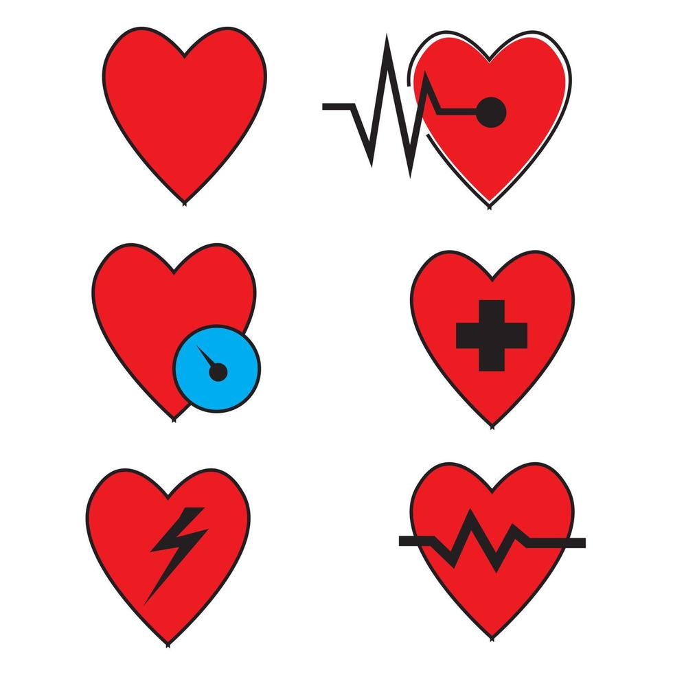 vector set of medical hearts on white background.