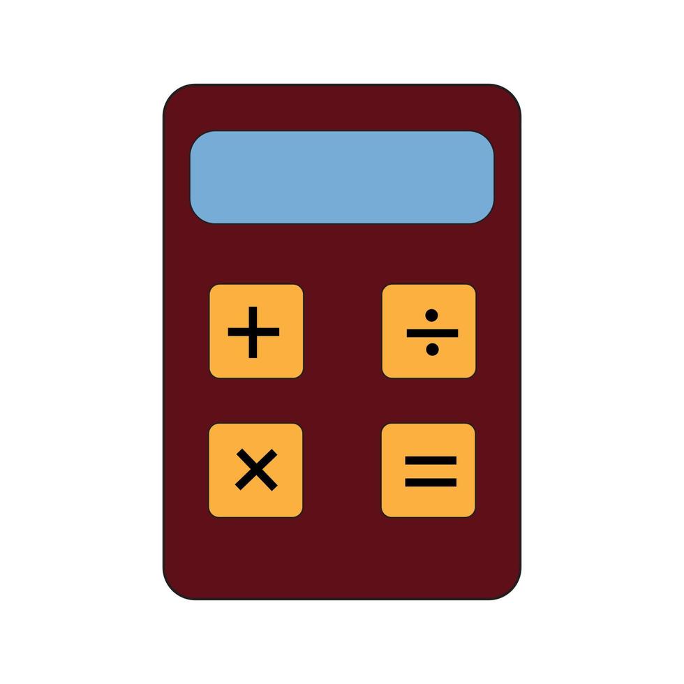 Calculator icon, red vector illustration on white background