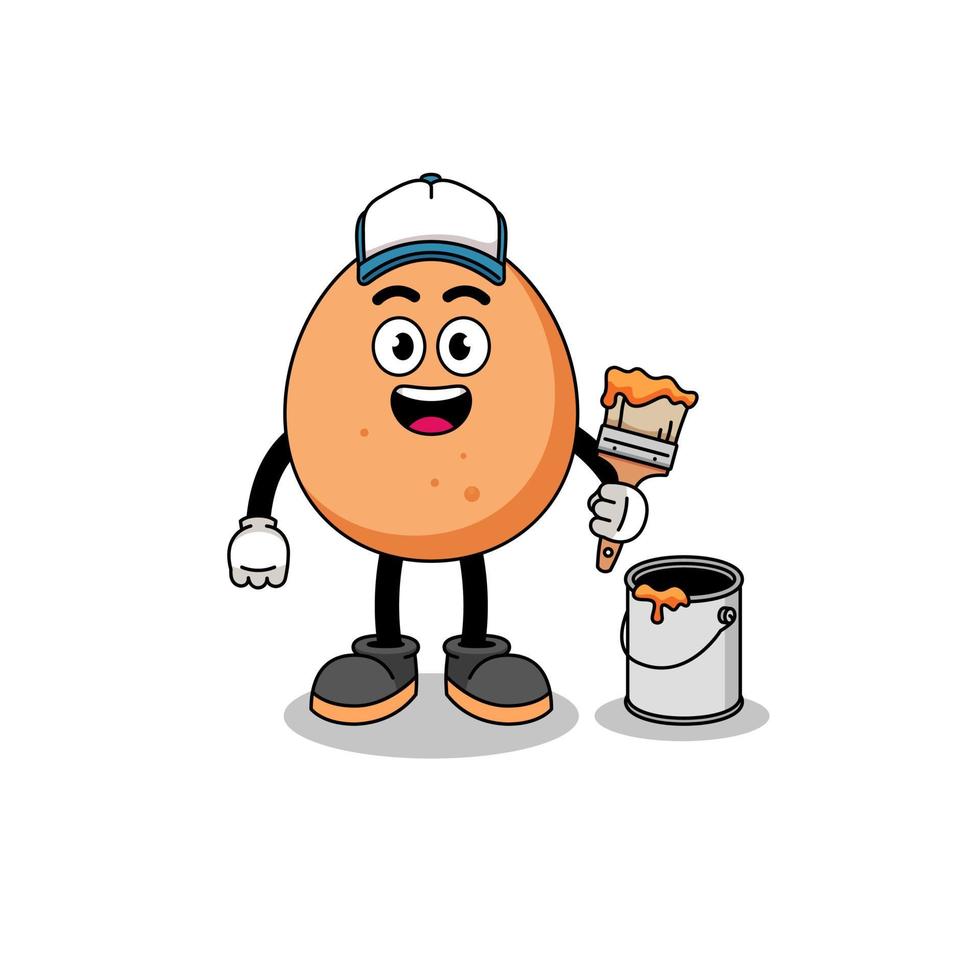 Character mascot of egg as a painter vector