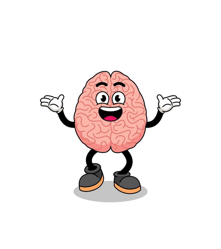 brain cartoon searching with happy gesture vector