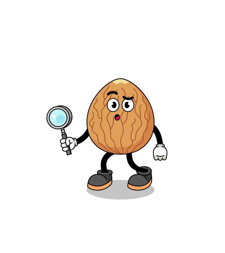 Mascot of almond searching vector