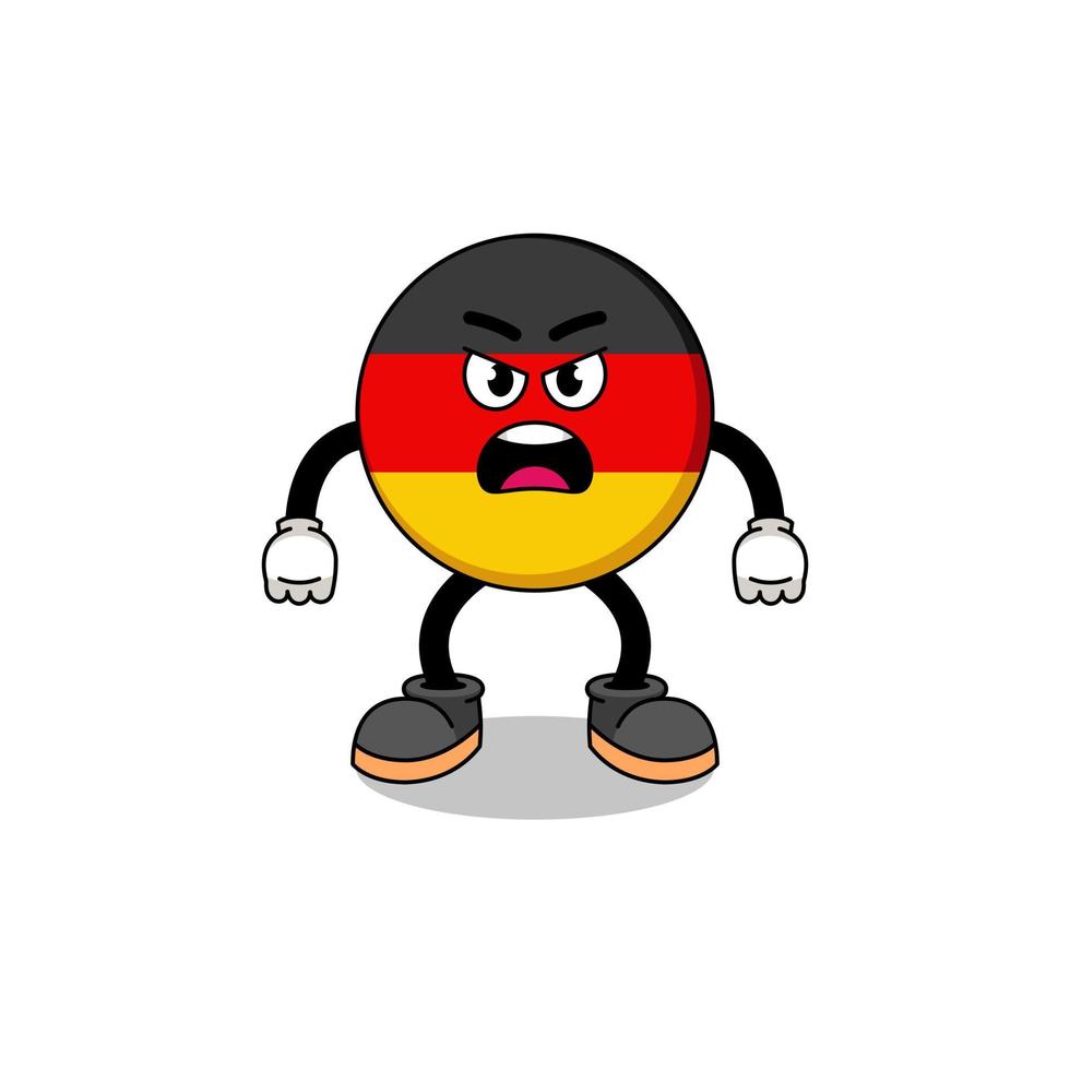 germany flag cartoon illustration with angry expression vector