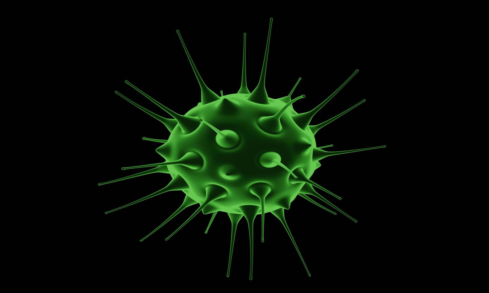 Abstract bacteria or virus cell in spherical shape with long antennas. Corona virus from  Wohun , China crisis concept. Pandemic or virus infection concept - 3D Rendering. photo