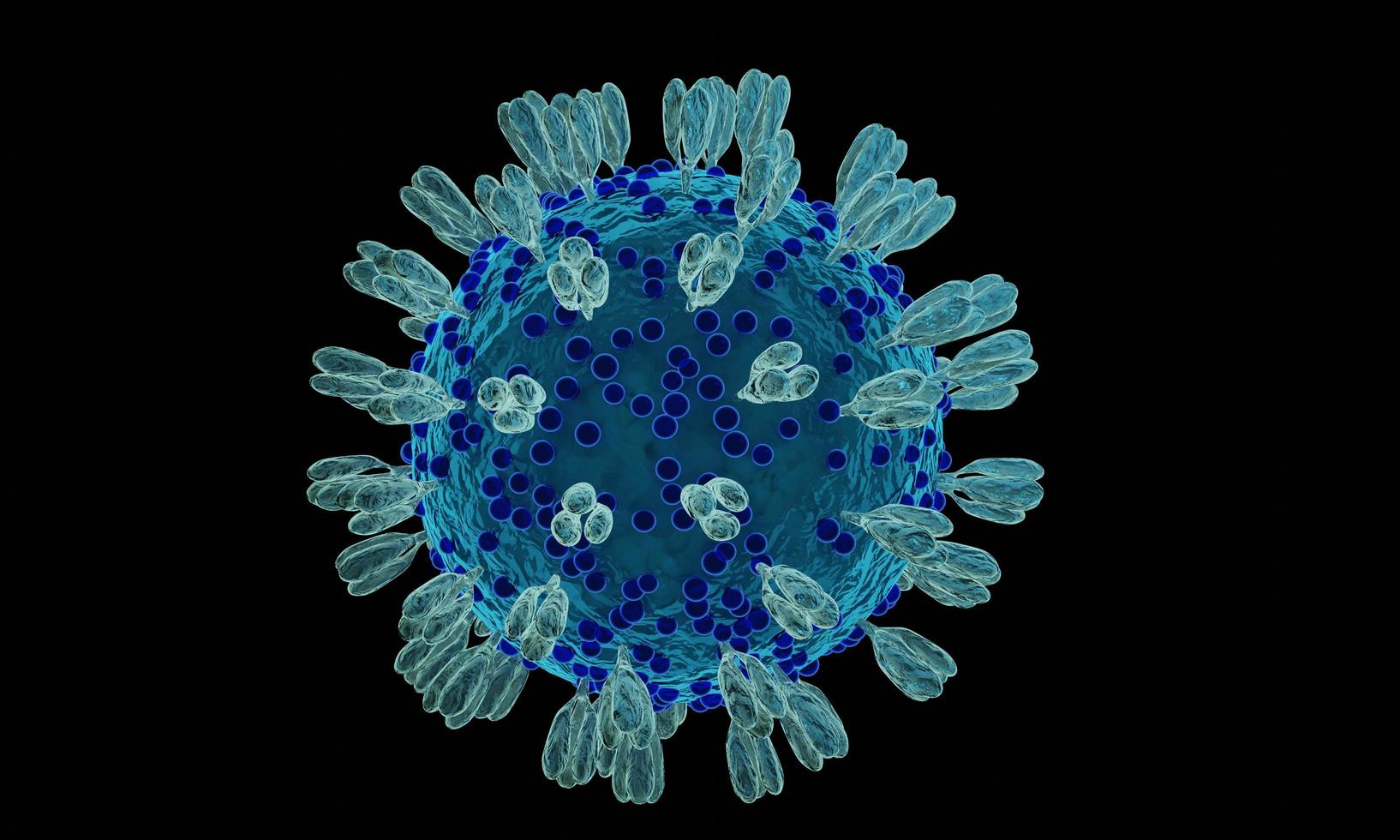 Coronavirus 2019-nCov novel coronavirus cell concept. Dangerous flu strain cases as a pandemic. Microscope virus close up. 3d rendering. photo