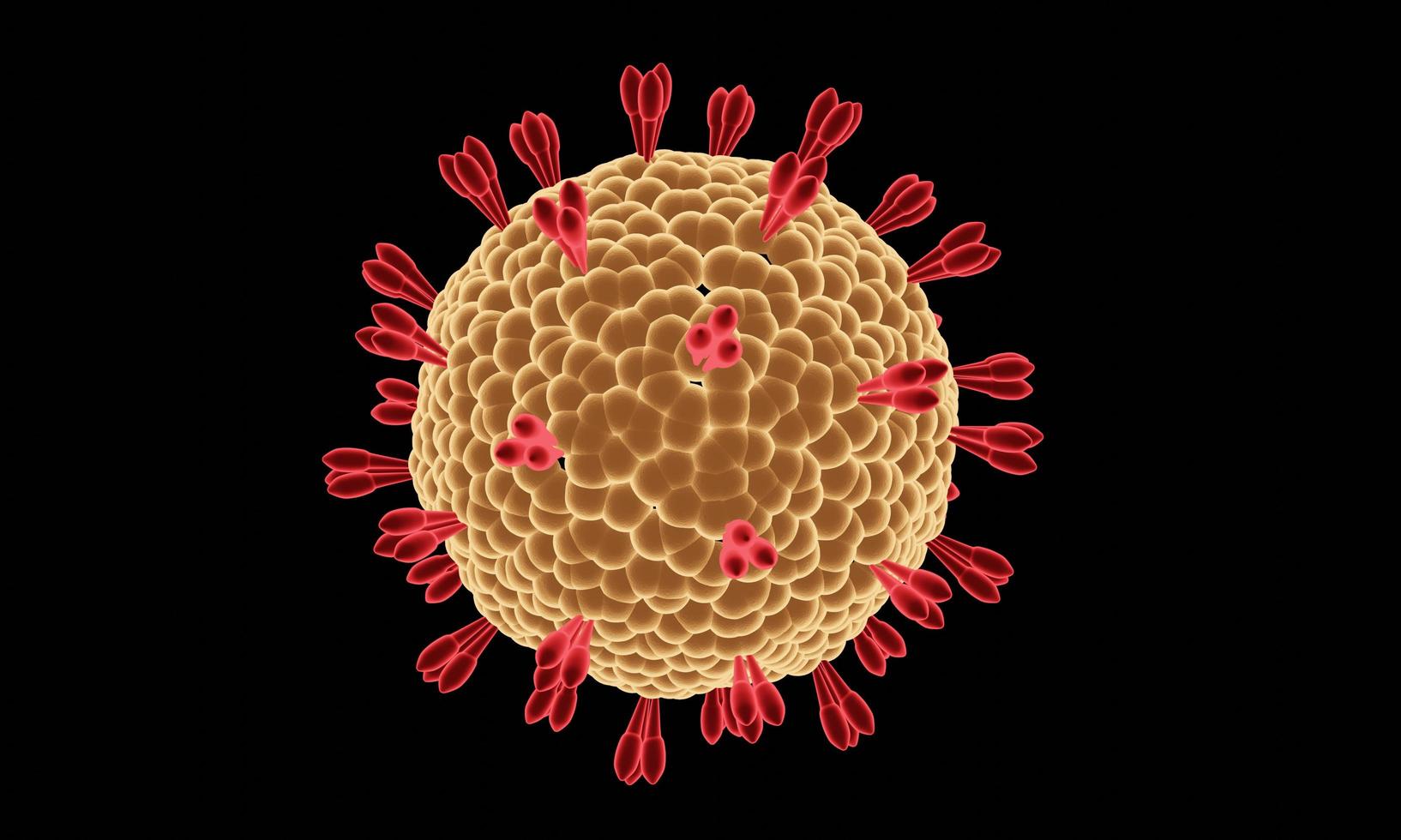 Covid-19 virus nCoV Concept. Abstract bacteria or virus cell in spherical shape with long antennas. Corona virus from  Wahan , China crisis concept. Pandemic or virus infection concept - 3D Rendering. photo