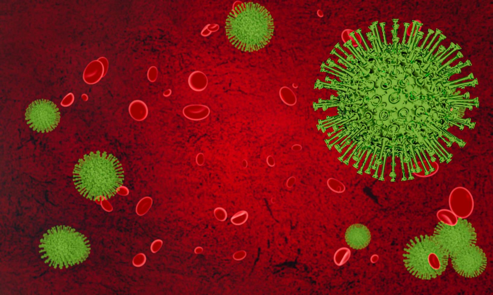 Covid-19 virus nCoV Concept. Abstract bacteria or virus cell in spherical shape with long antennas. Corona virus from  Wahan , China crisis concept. Pandemic or virus infection concept - 3D Rendering. photo