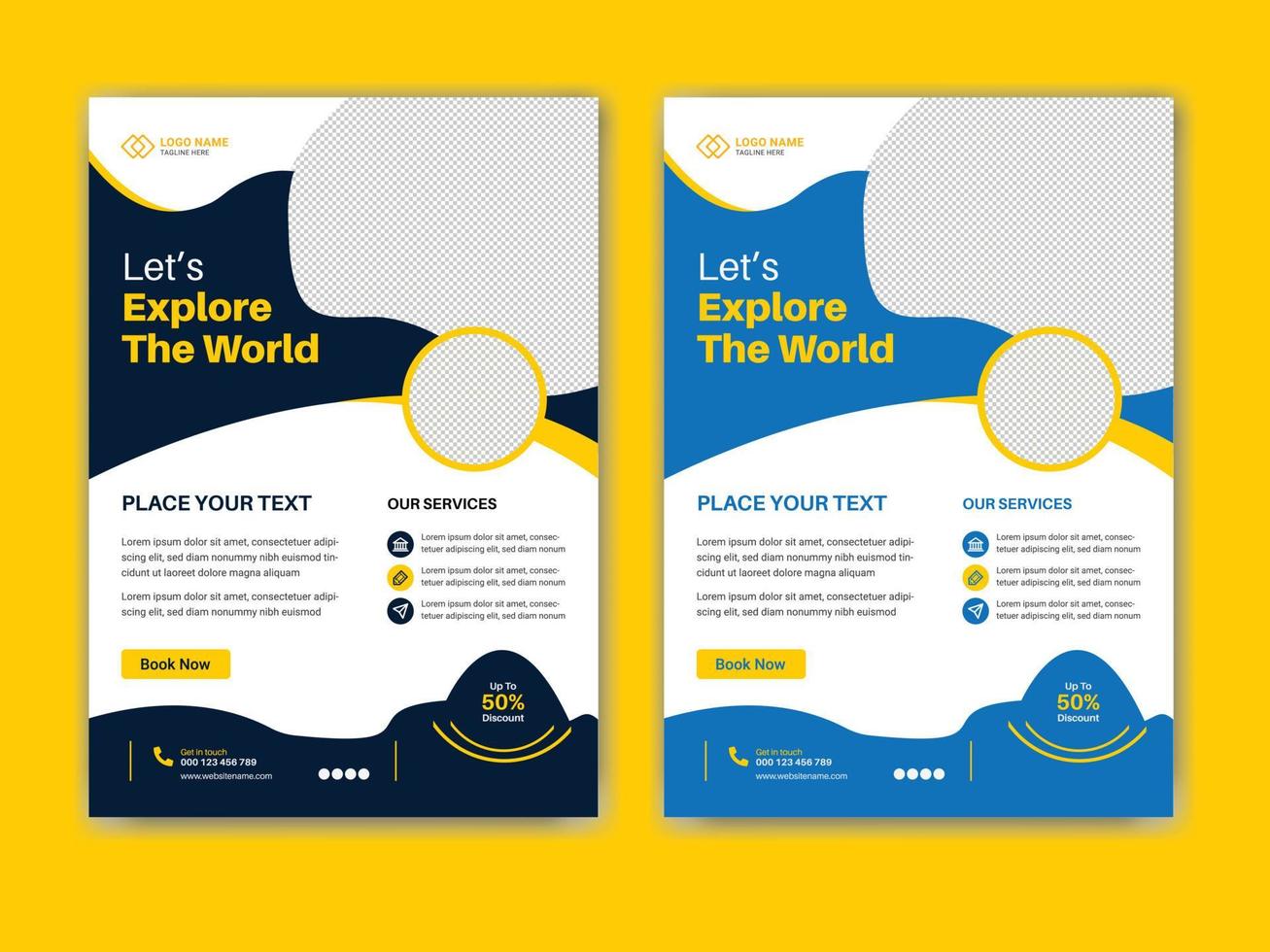 Travel business flyer template design vector