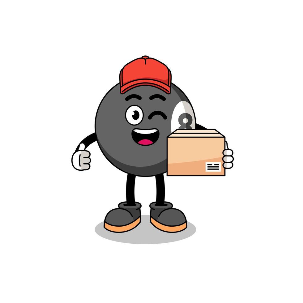 billiard ball mascot cartoon as an courier vector