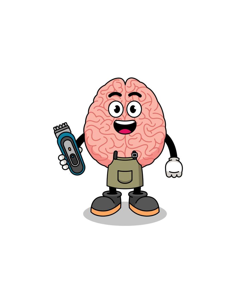 caricatura, ilustración, de, cerebro, como, un, peluquero, hombre vector