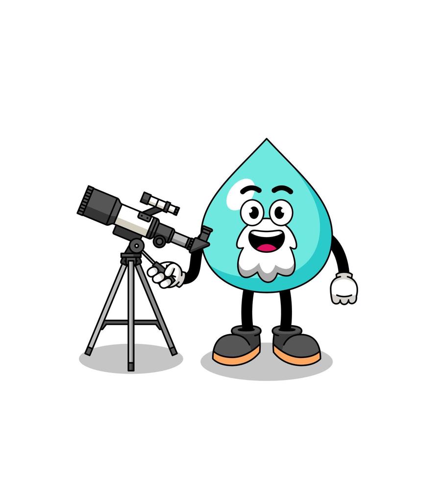 ilustración de mascota de agua como astrónomo vector