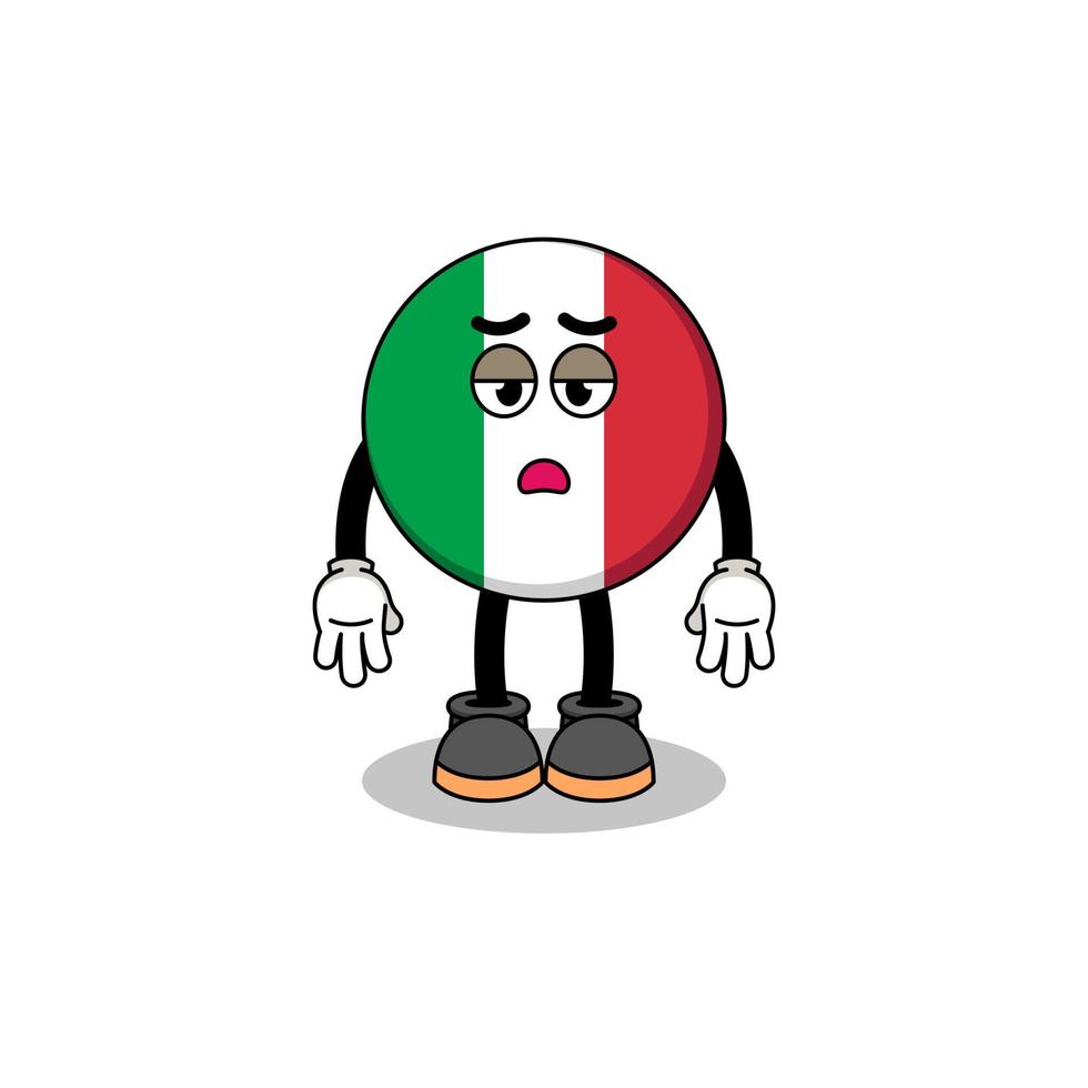 italy flag cartoon with fatigue gesture vector