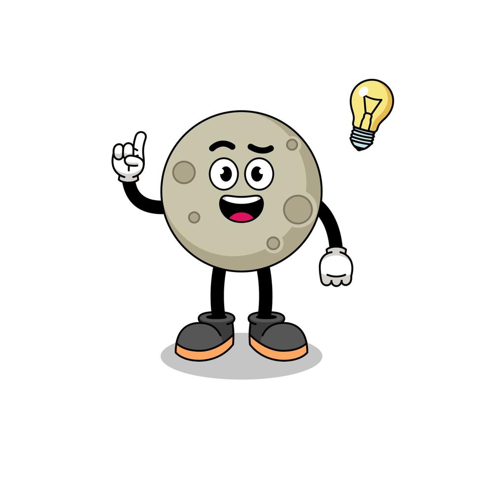 moon cartoon with get an idea pose vector