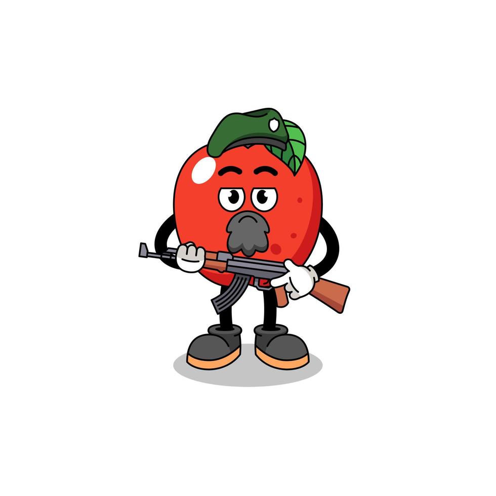 caricatura de personaje de apple como fuerza especial vector
